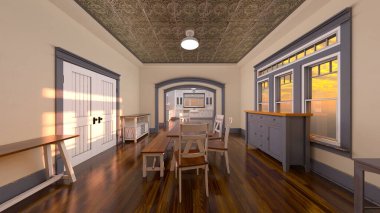 Yemek mutfağının 3 boyutlu görüntüsü