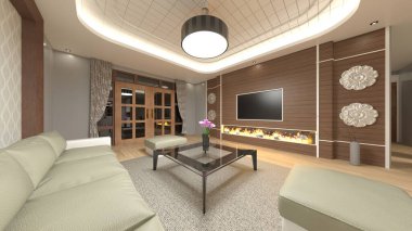 Oturma odasının 3 boyutlu görüntüsü