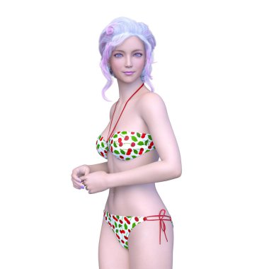 Bikinili bir kadının 3B görüntüsü