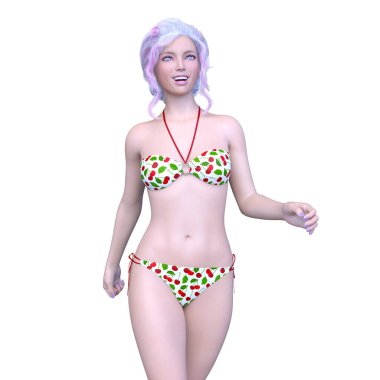 Bikinili bir kadının 3B görüntüsü