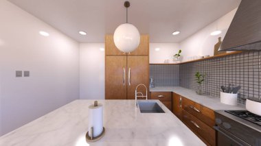 Yemek mutfağının 3 boyutlu görüntüsü