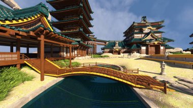 Japon şatosunun 3D görüntüsü