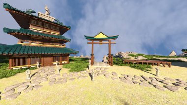 Japon şatosunun 3D görüntüsü