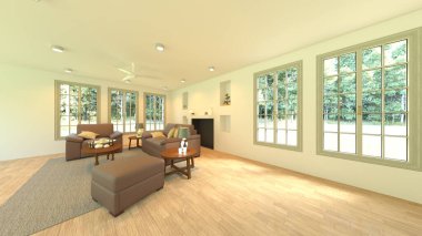 Oturma odasının 3 boyutlu görüntüsü