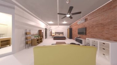 Yatak odasının 3D rendering