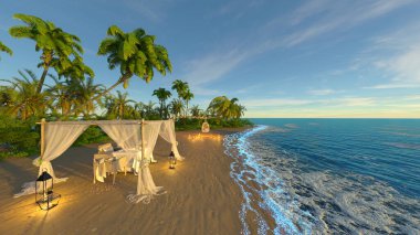 Plaj çadırının 3 boyutlu görüntüsü