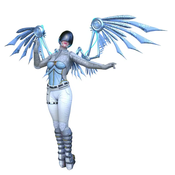 Uçan dişi bir sayborgun 3 boyutlu görüntüsü