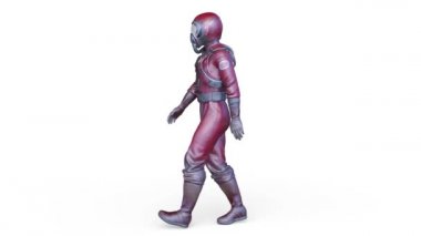 Yürüyen bir erkek astronotun 3 boyutlu canlandırması