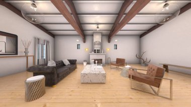 Oturma odasının 3 boyutlu görüntüsü