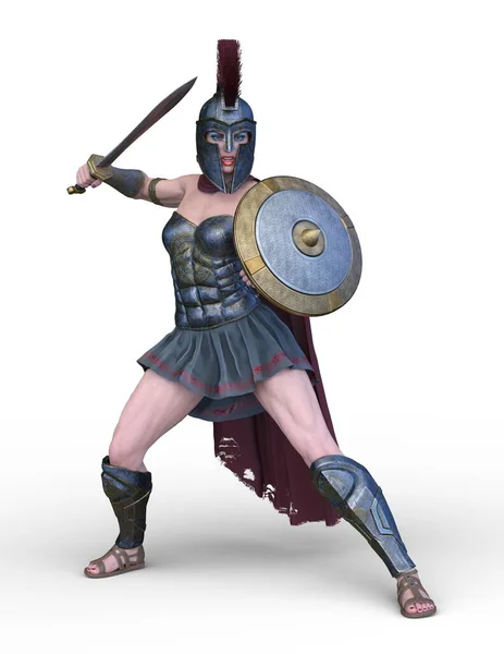 Återgivning Kvinnlig Gladiator — Stockfoto