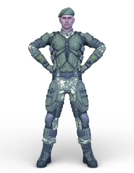 战士的3D渲染 — 图库照片