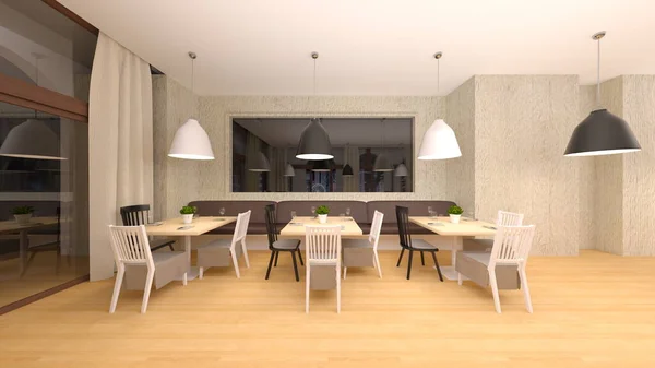 Rendering Del Ristorante Con Vista Notturna — Foto Stock