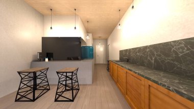 Stüdyonun çatı katlı 3D görüntülemesi