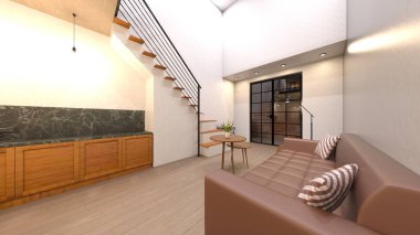 Stüdyonun çatı katlı 3D görüntülemesi