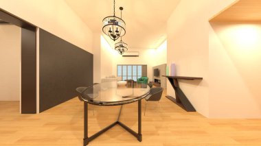 Oturma odasının 3 boyutlu görüntüsü