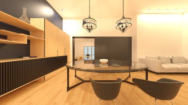 Oturma odasının 3 boyutlu görüntüsü