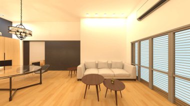 Oturma odasının 3 boyutlu görüntüsü