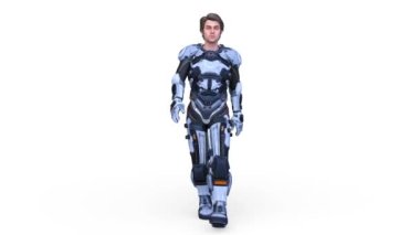 Yürüyen bir siber adamın 3 boyutlu canlandırması