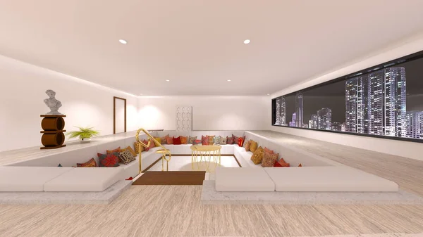 Rendering Living Room Night View — Fotografia de Stock