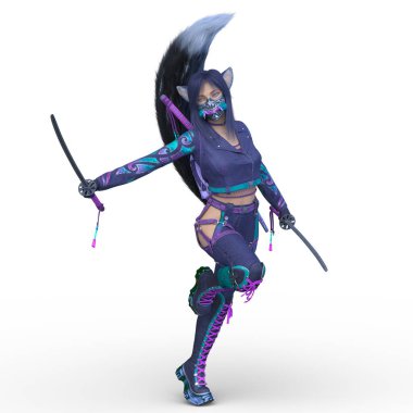 bir kadın savaşçı 3D render