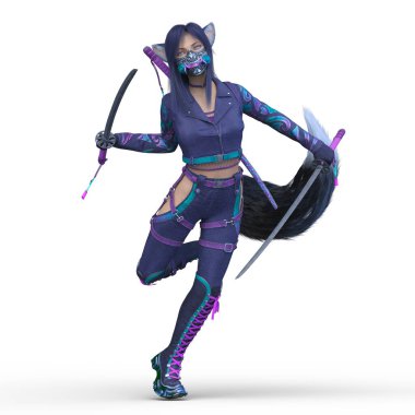 bir kadın savaşçı 3D render