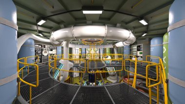 Uzay istasyonu peyzajının 3B görüntülemesi