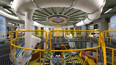 Uzay istasyonu peyzajının 3B görüntülemesi