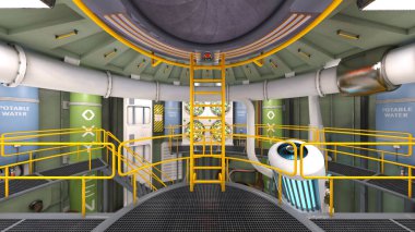 Uzay istasyonu peyzajının 3B görüntülemesi