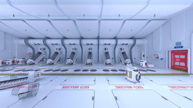 Uzay istasyonu peyzajının 3B görüntülemesi