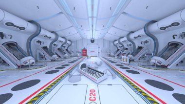 Uzay istasyonu peyzajının 3B görüntülemesi
