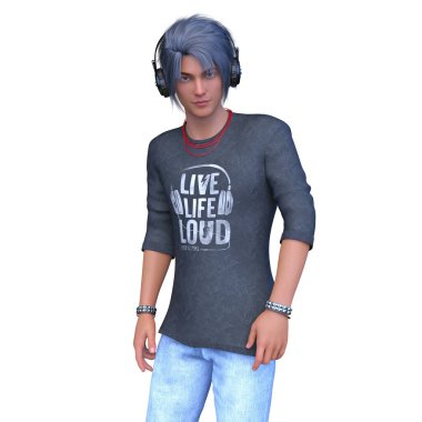 Kulaklıklı bir adamın 3D görüntüsü