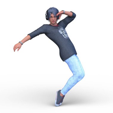 Kulaklıklı bir adamın 3D görüntüsü