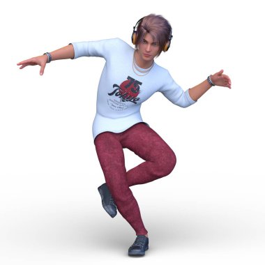 Kulaklıklı bir adamın 3D görüntüsü