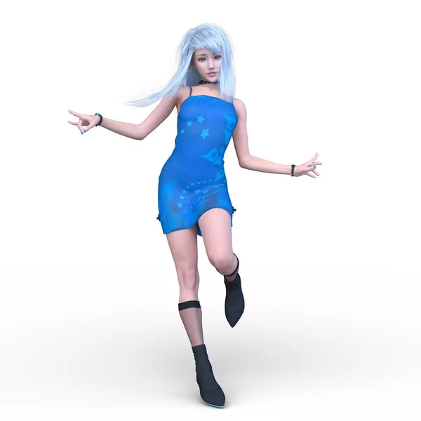 3D rendering of a woman in mini skirt