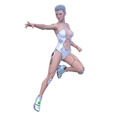 Dişi bir sayborgun 3D canlandırması