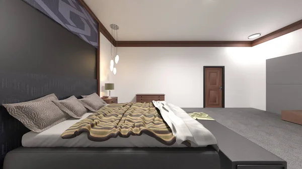 Yatak Odasının Rendering — Stok fotoğraf
