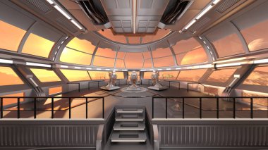 Uzay istasyonu peyzajının 3B görüntülemesi