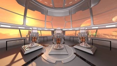 Uzay istasyonu peyzajının 3B görüntülemesi