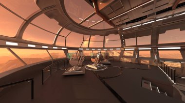 Uzay istasyonu peyzajının 3B görüntülemesi