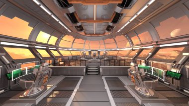 Uzay istasyonu peyzajının 3B görüntülemesi