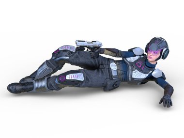 bir kadın savaşçı 3D render