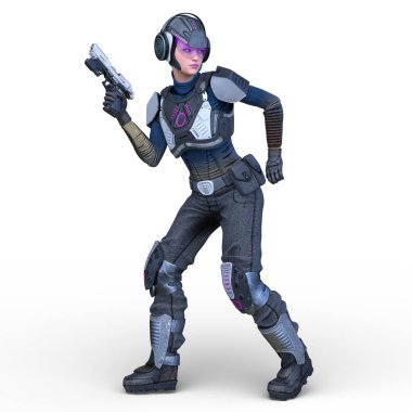 bir kadın savaşçı 3D render