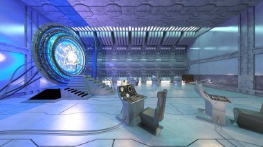 Uzay aracındaki teftiş odasının 3 boyutlu görüntülenmesi