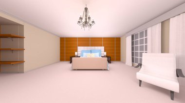 Yatak odasının 3D rendering