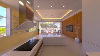 Yemek mutfağının 3 boyutlu görüntüsü