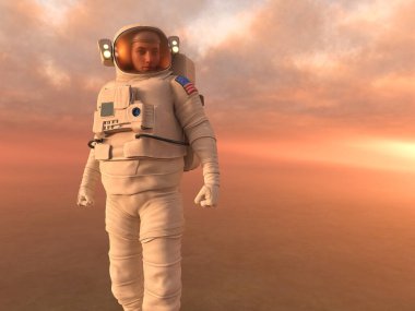 Bir erkek astronotun 3 boyutlu canlandırması