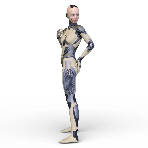 Rendering Cyborg Femminile — Foto Stock