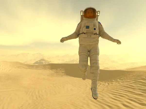 一名男性宇航员的3D绘制 — 图库照片