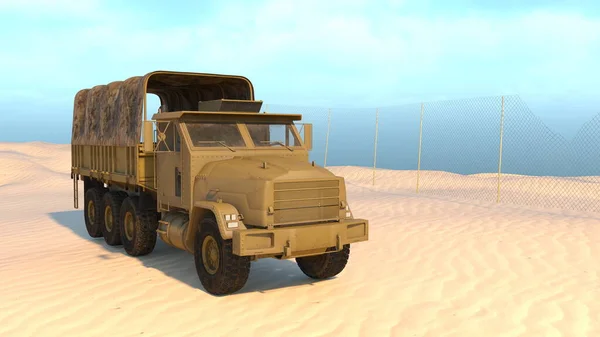 軍用トラックの3Dレンダリング — ストック写真