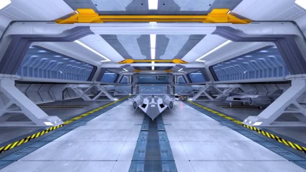 宇宙船格納庫の3Dレンダリング — ストック動画